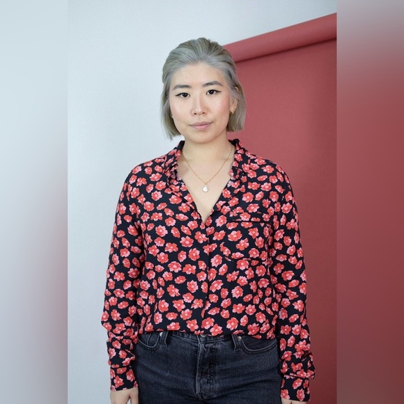 Ganni Lindale Crepe Long Sleeve Top Blouse Size 10/12 - Picture 4 of 13